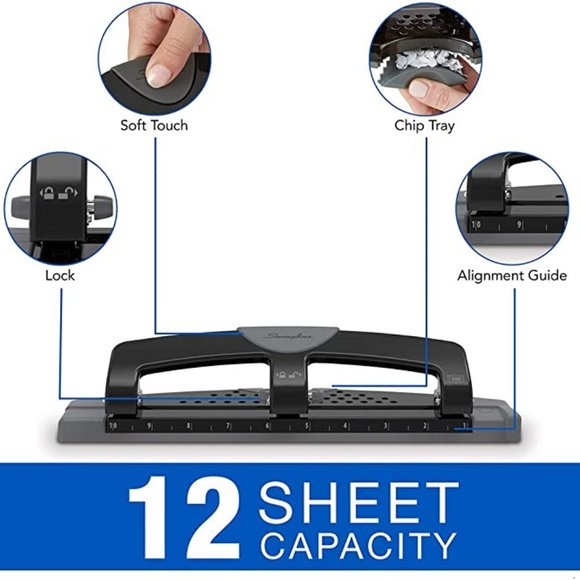 Like New 🖨 Swingline 🖨 3 Hole Punch, Hole Puncher, SmartTouch with Edge Guide - Picture 2 of 11